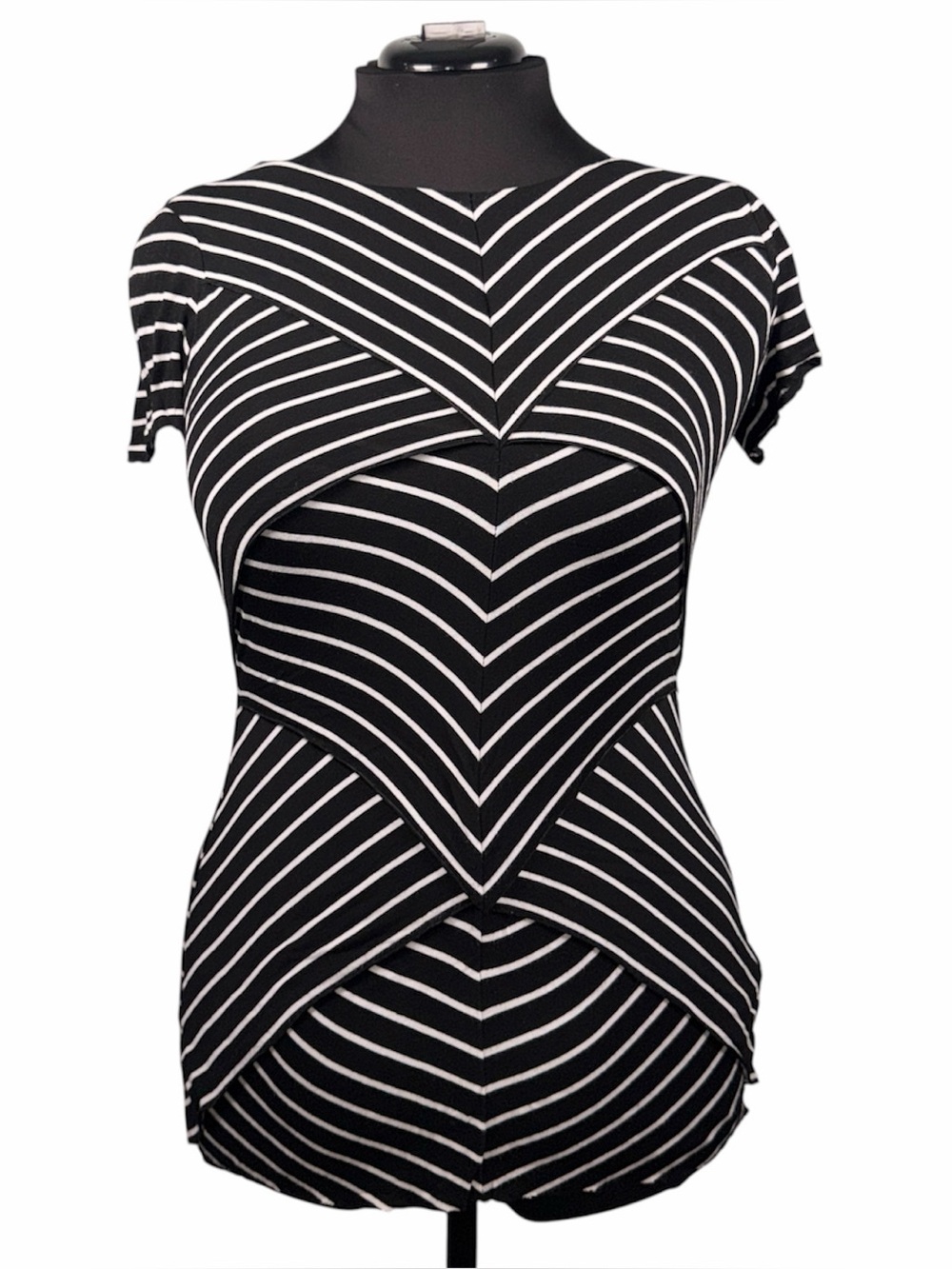 Women’s Bailey 44 Black and White Stripes Tee Size Medium